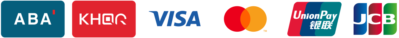 ABA, KHQR, Visa, Mastercard, UnionPay and JCB